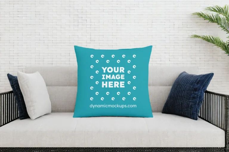 Teal Square Pillow Cover Mockup Template