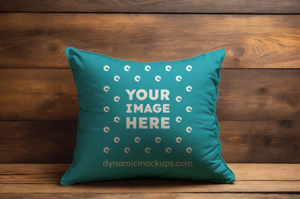 Teal Square Pillow Cover Mockup Template