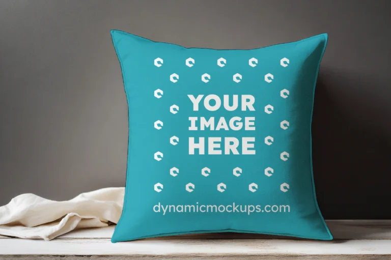 Teal Square Pillow Cover Mockup Template