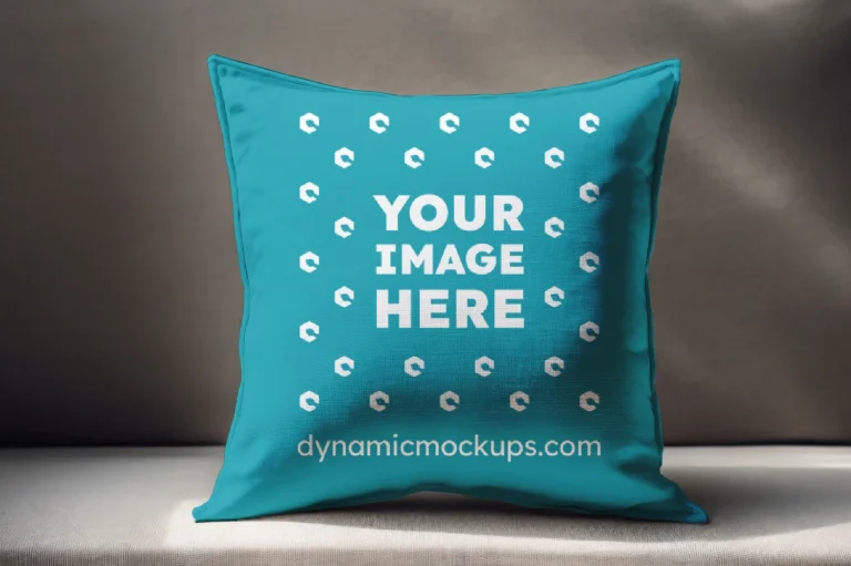 Teal Square Pillow Cover Mockup Template