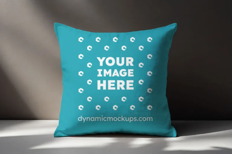 Teal Square Pillow Cover Mockup Template