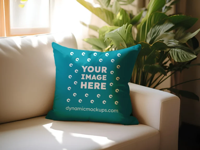 Teal Square Pillow Cover Mockup Template