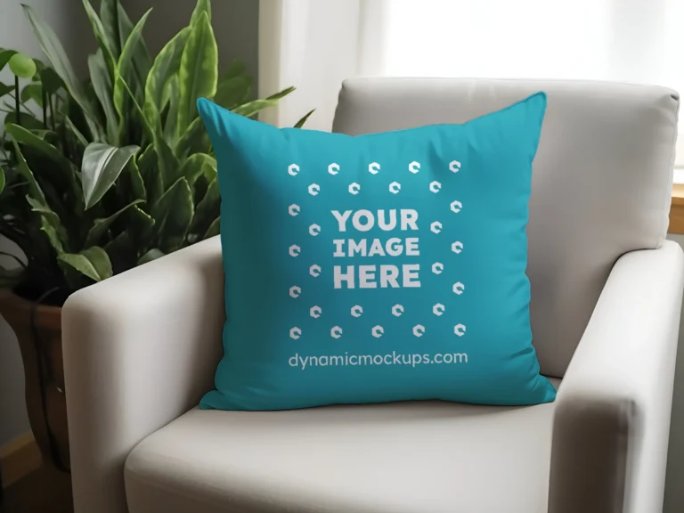 Teal Square Pillow Cover Mockup Template