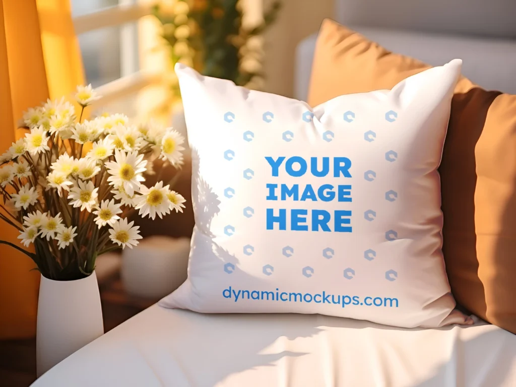 White Square Pillow Cover Mockup Template