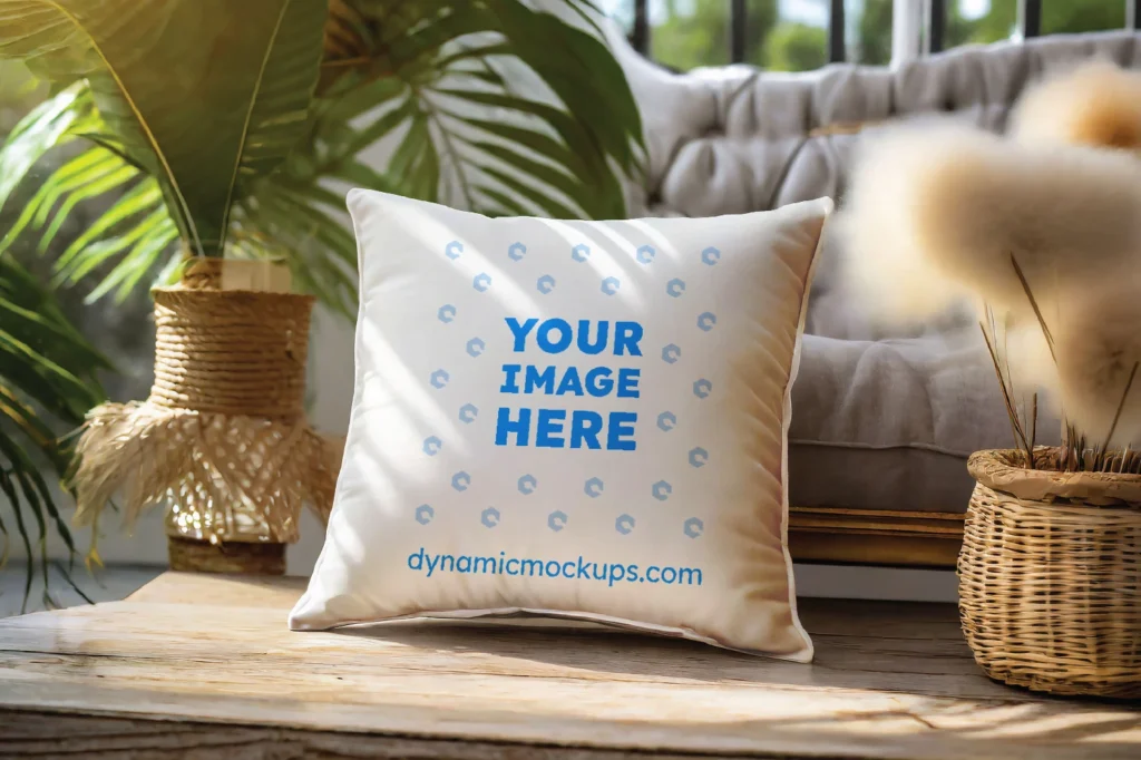 White Square Pillow Cover Mockup Template