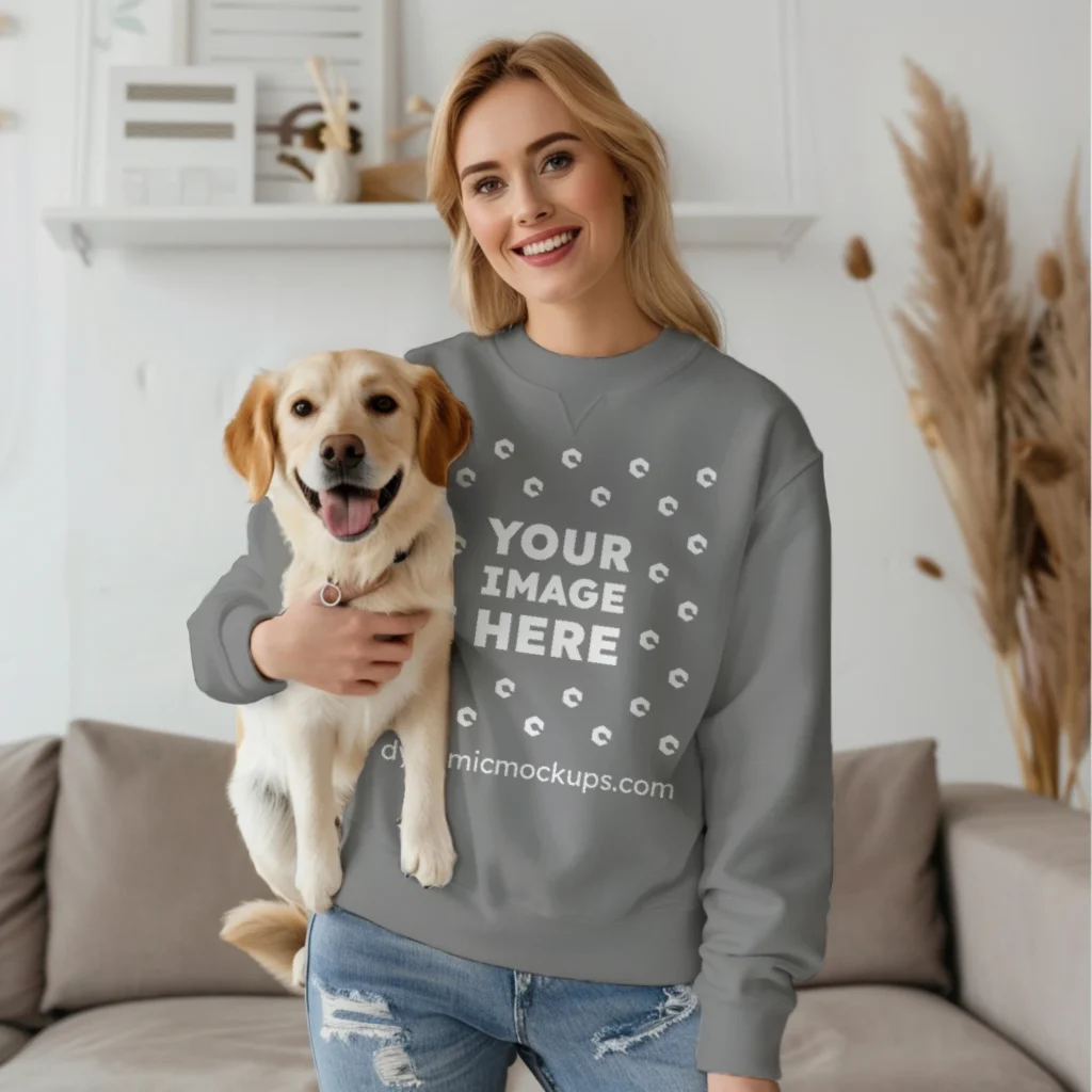 Woman Gray Sweatshirt Mockup Front View Template