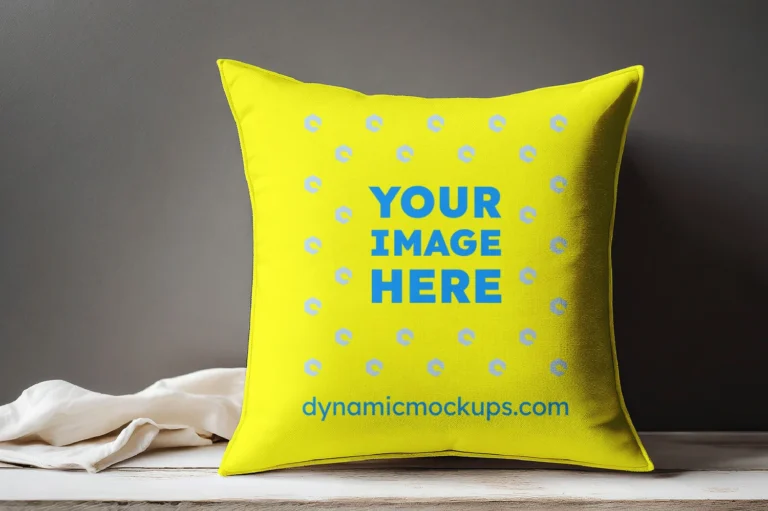 Yellow Square Pillow Cover Mockup Template