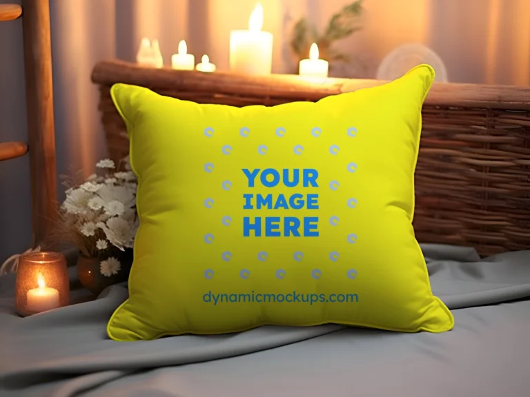 Yellow Square Pillow Cover Mockup Template