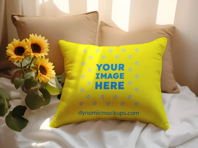 Yellow Square Pillow Cover Mockup Template