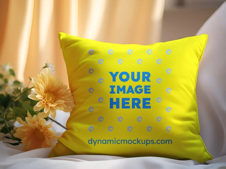 Yellow Square Pillow Cover Mockup Template