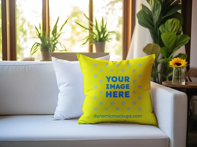 Yellow Square Pillow Cover Mockup Template