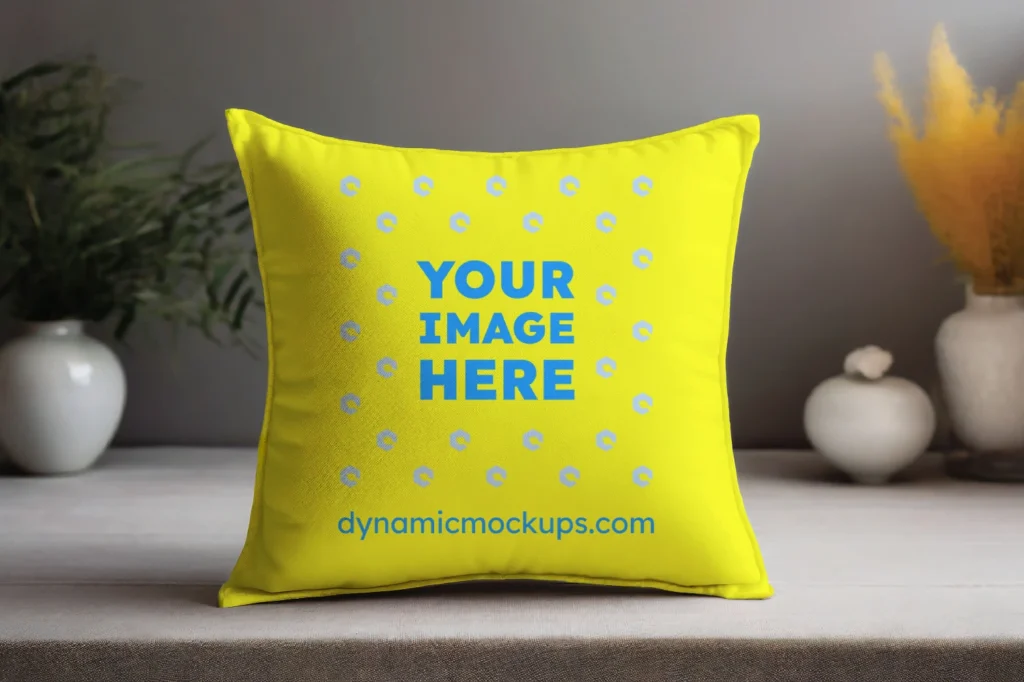 Yellow Square Pillow Cover Mockup Template