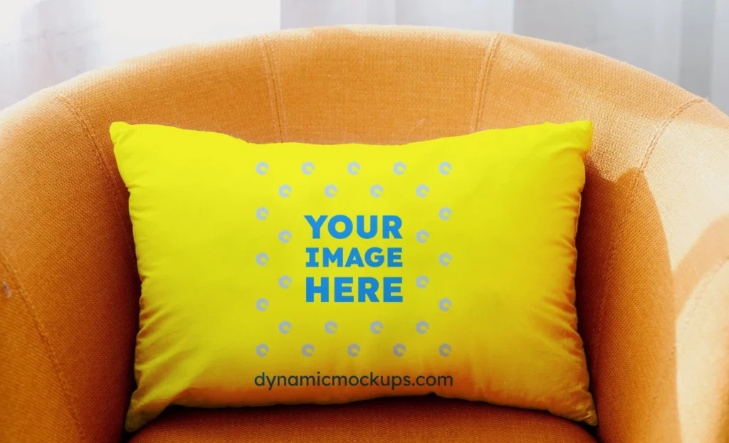 Yellow Square Pillow Cover Mockup Template