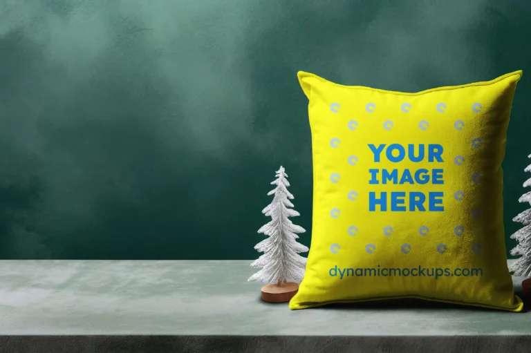 Yellow Square Pillow Cover Mockup Template