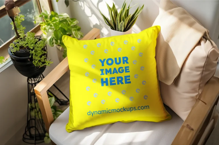 Yellow Square Pillow Cover Mockup Template