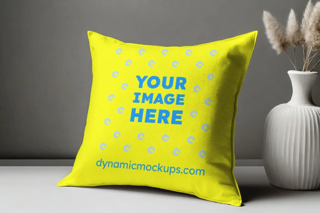 Yellow Square Pillow Cover Mockup Template