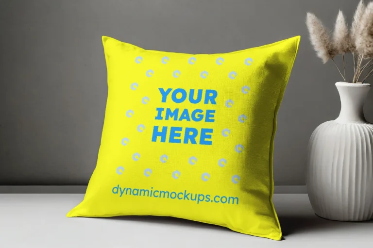 Yellow Square Pillow Cover Mockup Template