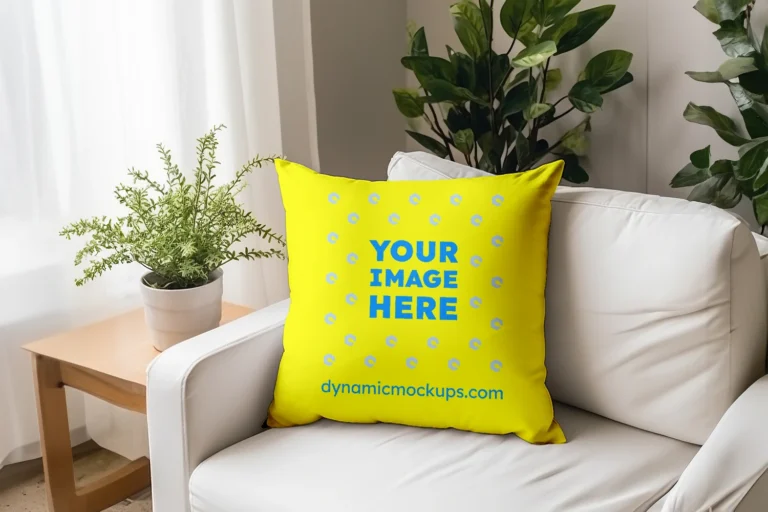 Yellow Square Pillow Cover Mockup Template