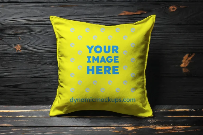 Yellow Square Pillow Cover Mockup Template