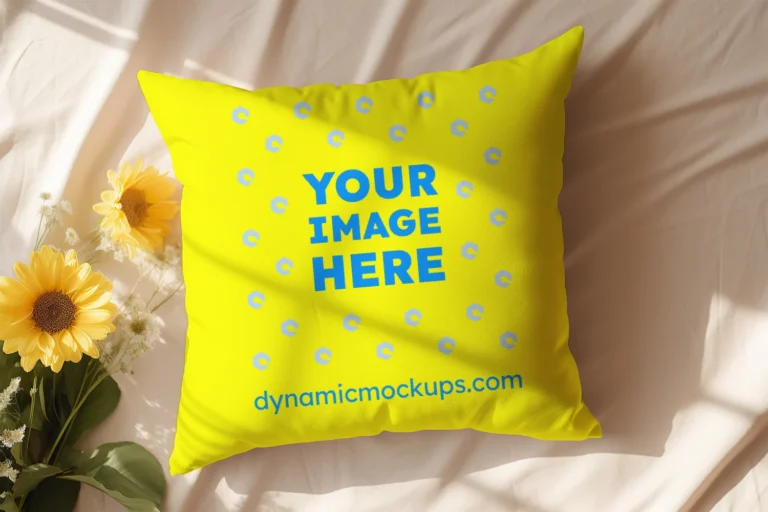 Yellow Square Pillow Cover Mockup Template