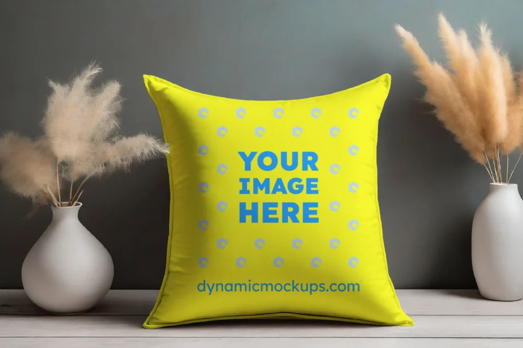 Yellow Square Pillow Cover Mockup Template