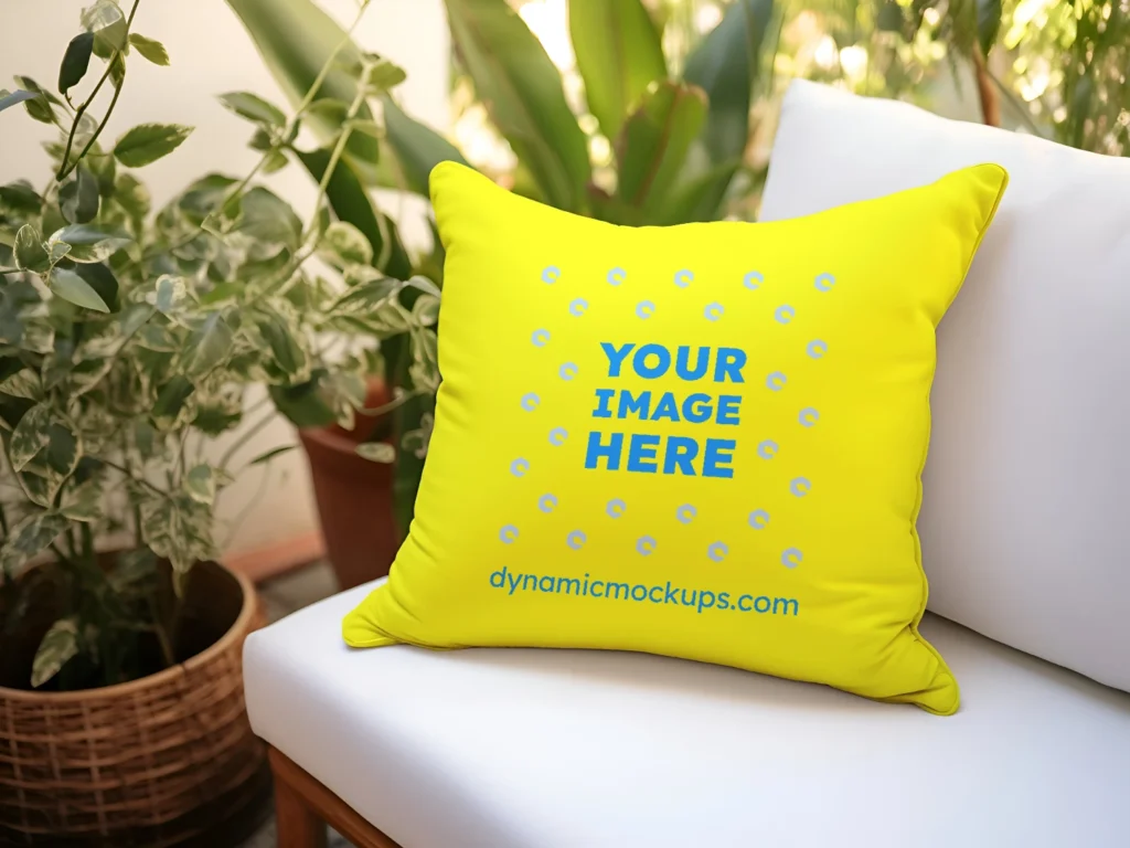 Yellow Square Pillow Cover Mockup Template