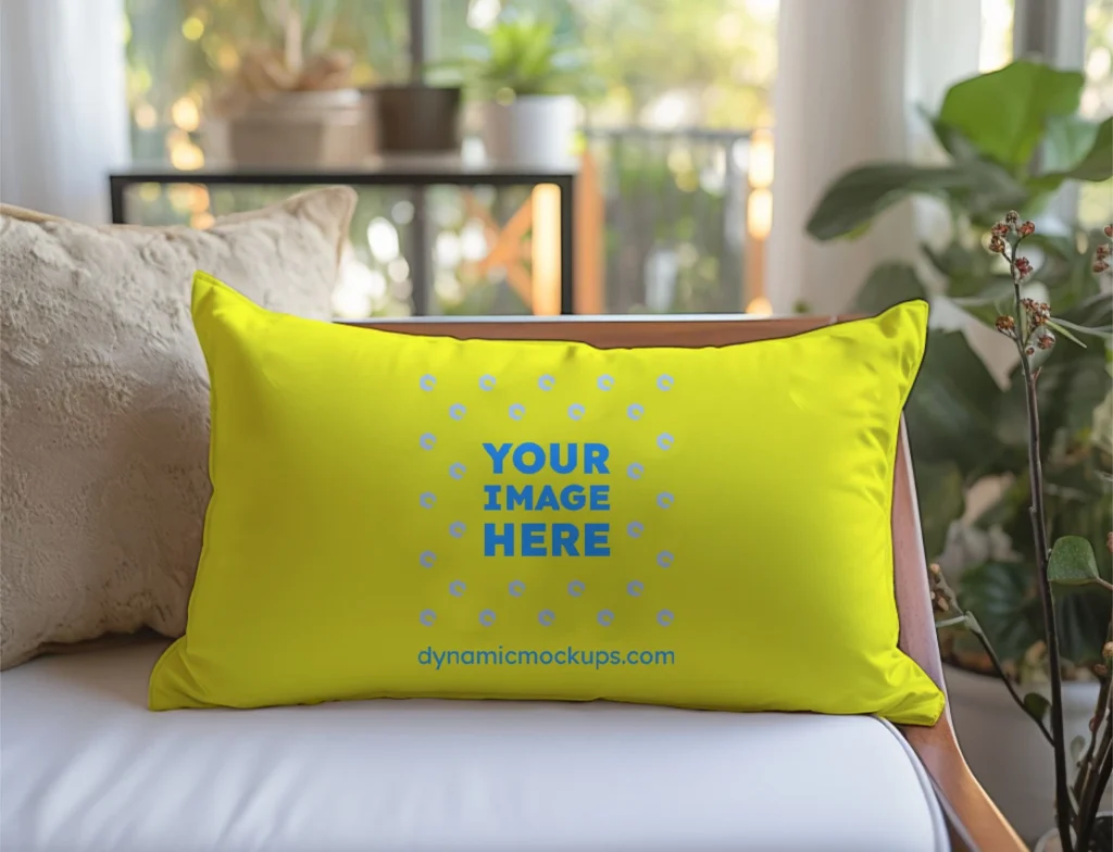 Yellow Square Pillow Cover Mockup Template