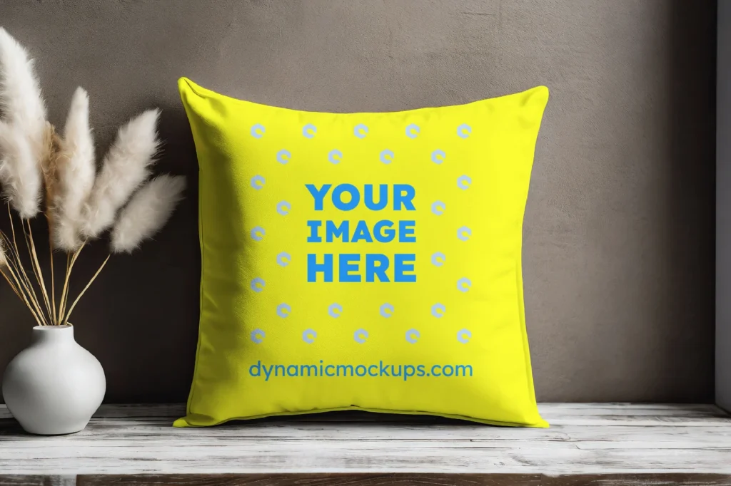 Yellow Square Pillow Cover Mockup Template