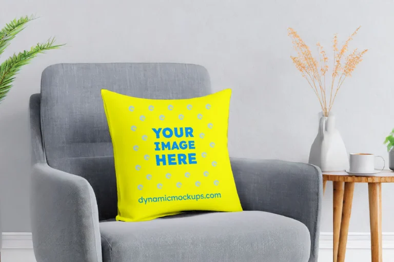 Yellow Square Pillow Cover Mockup Template