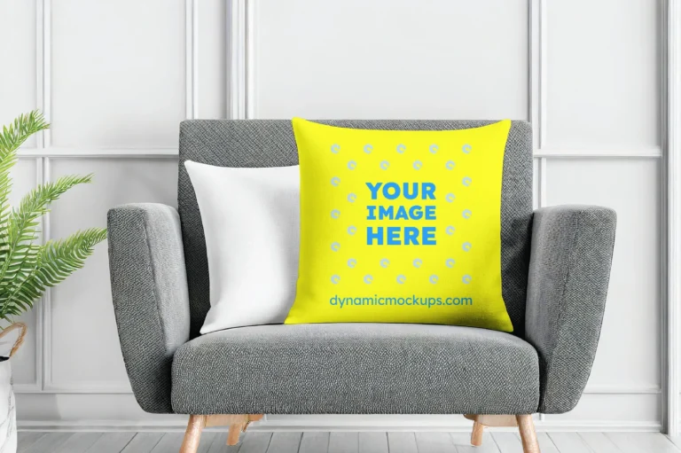 Yellow Square Pillow Cover Mockup Template