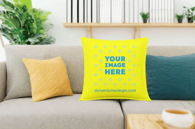 Yellow Square Pillow Cover Mockup Template