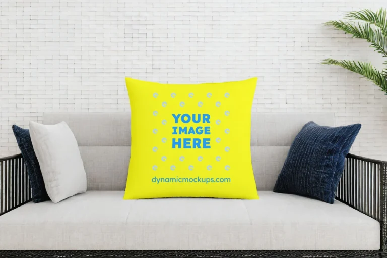 Yellow Square Pillow Cover Mockup Template