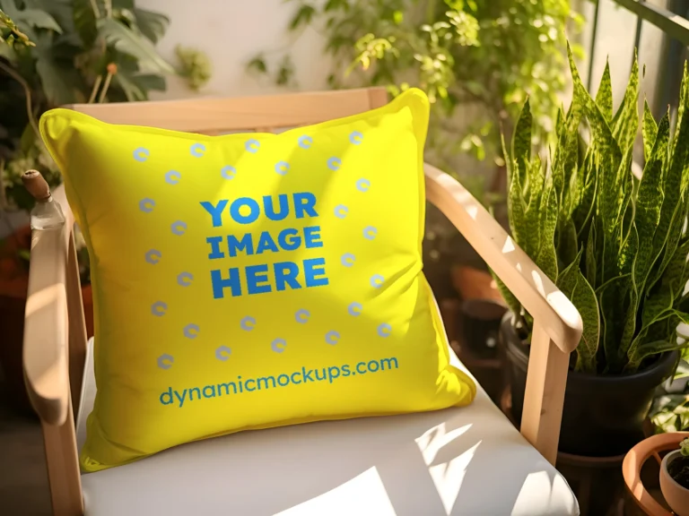 Yellow Square Pillow Cover Mockup Template