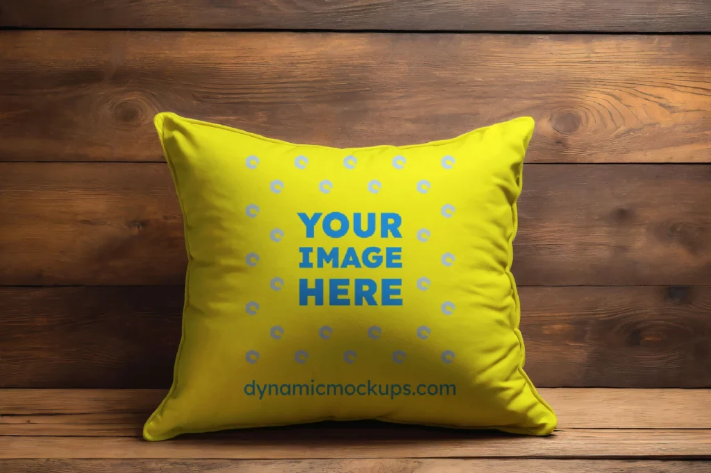 Yellow Square Pillow Cover Mockup Template