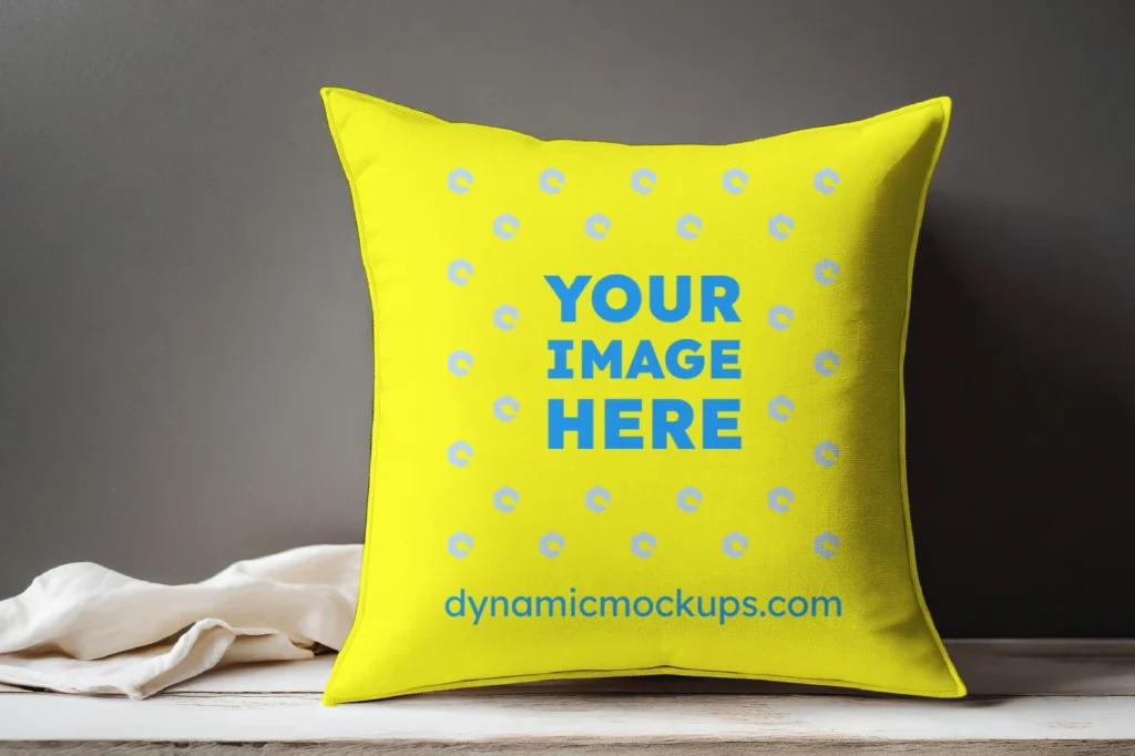 Yellow Square Pillow Cover Mockup Template