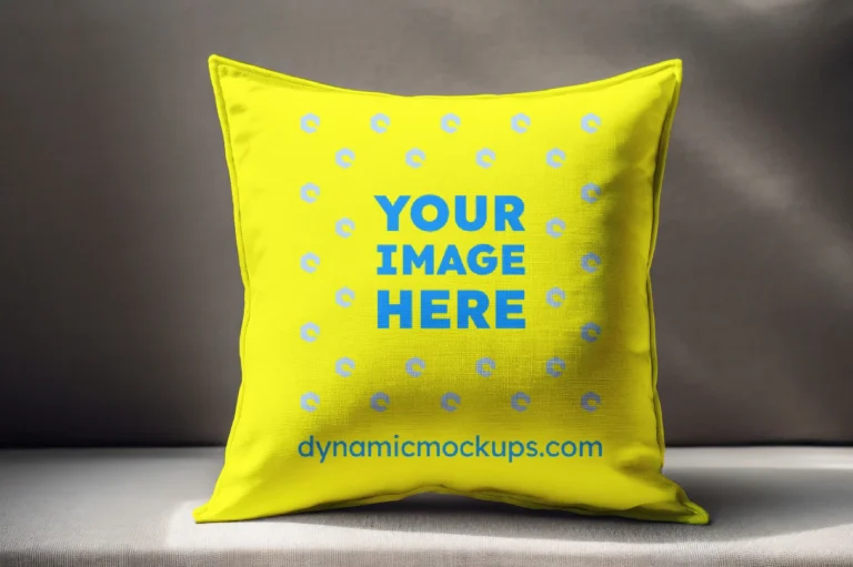 Yellow Square Pillow Cover Mockup Template