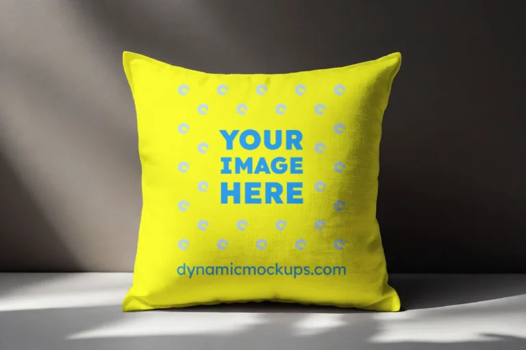 Yellow Square Pillow Cover Mockup Template