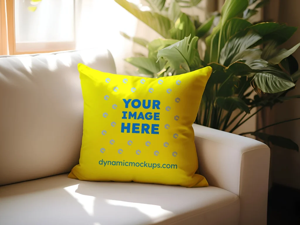 Yellow Square Pillow Cover Mockup Template