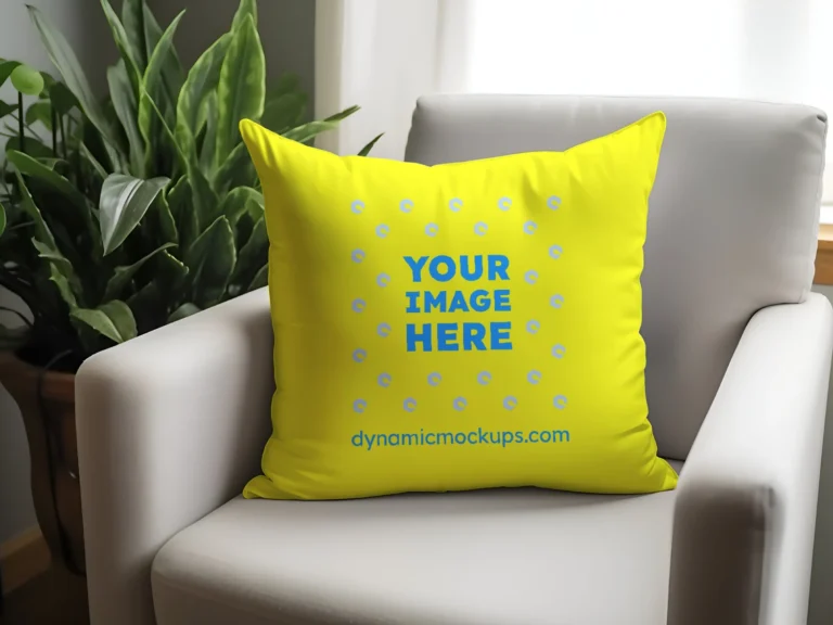 Yellow Square Pillow Cover Mockup Template