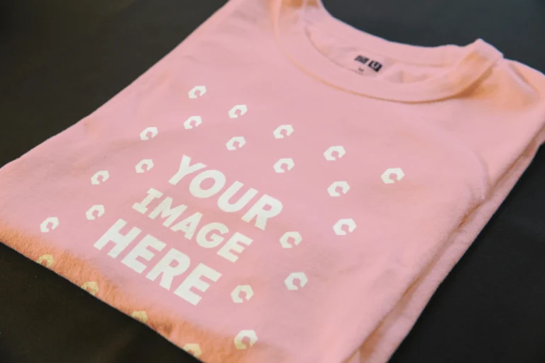 Flat Lay Wearing Pink T-shirt Mockup Front View Template