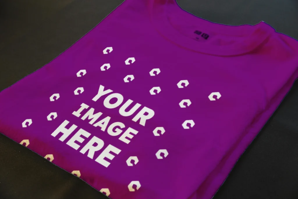 Flat Lay Wearing Purple T-shirt Mockup Front View Template