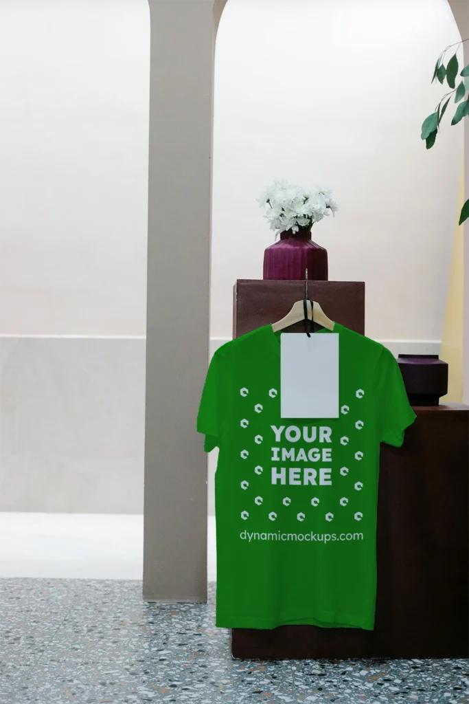 Hanging Green T-shirt Mockup Front View Template