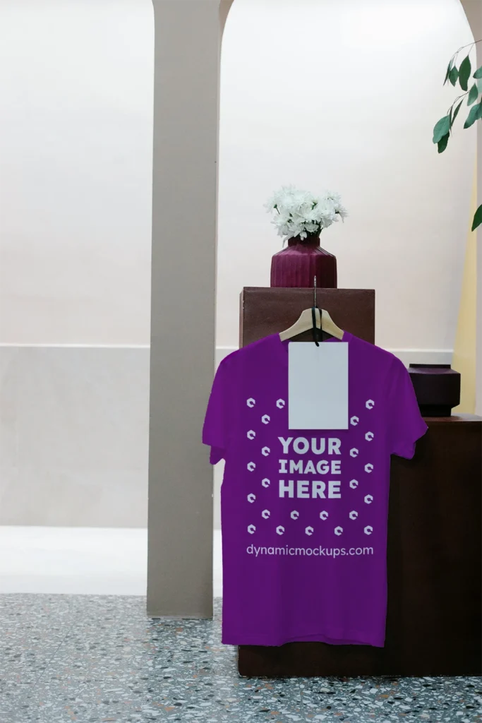 Hanging Purple T-shirt Mockup Front View Template