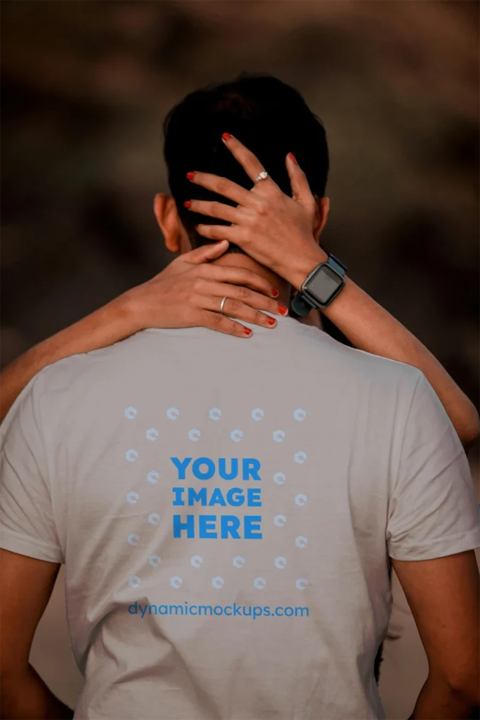 Man Wearing Light Gray T-shirt Mockup Front View Template