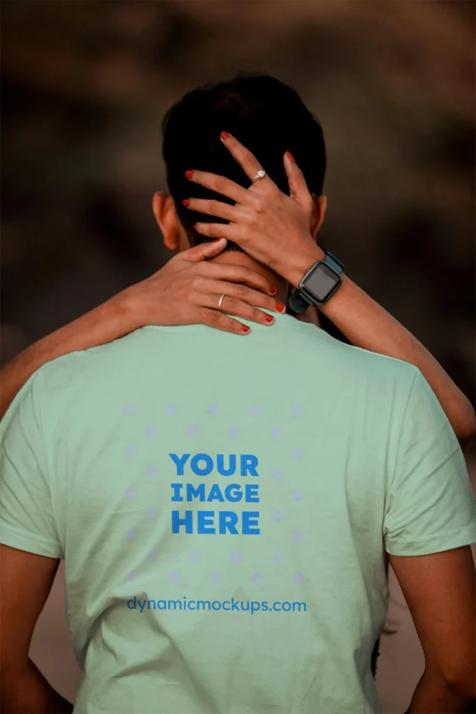 Man Wearing Mint T-shirt Mockup Front View Template