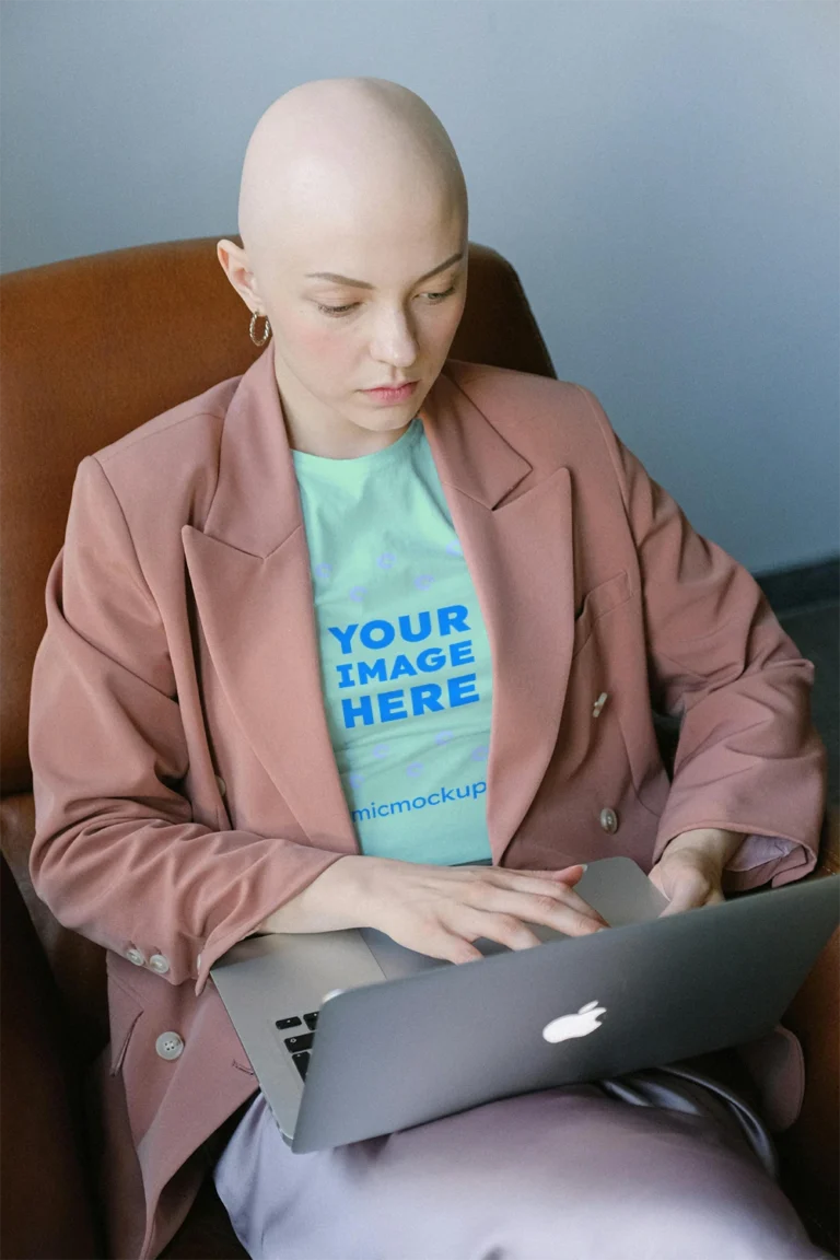 Woman Wearing Mint T-shirt Mockup Front View Template