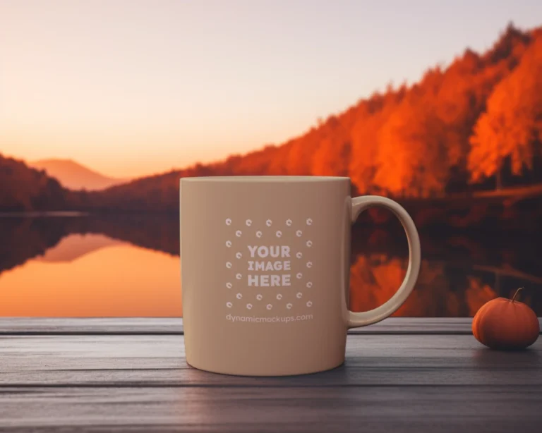 11oz Blank Beige Ceramic Coffee Mug Mockup Template