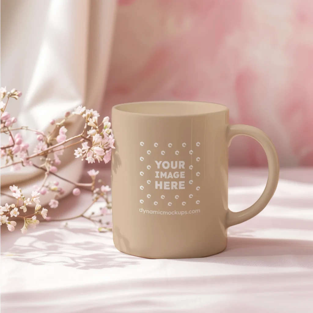 11oz Blank Beige Ceramic Coffee Mug Mockup Template