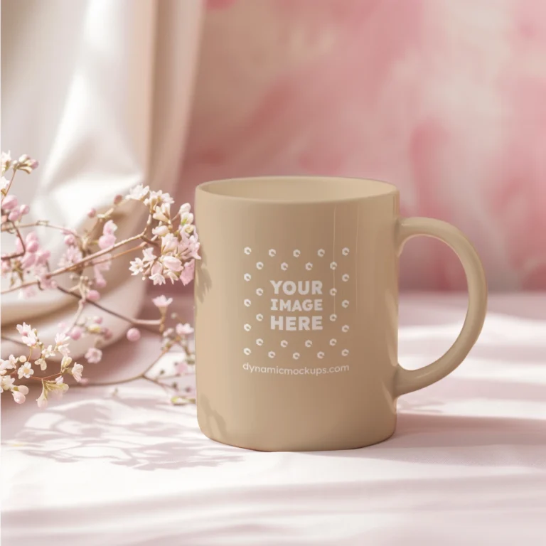 11oz Blank Beige Ceramic Coffee Mug Mockup Template