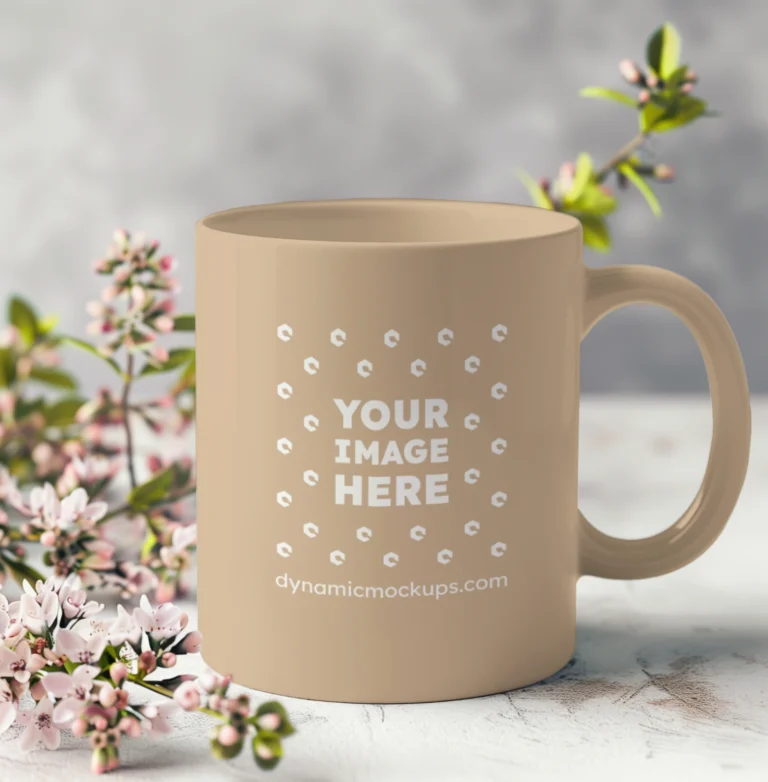 11oz Blank Beige Ceramic Coffee Mug Mockup Template